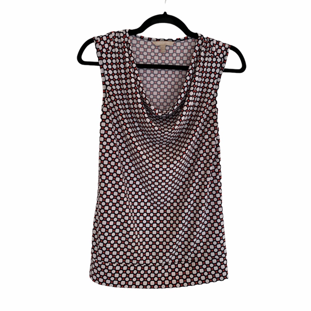 Banana Republic Drape Cowl Neck Geo Print Top - S